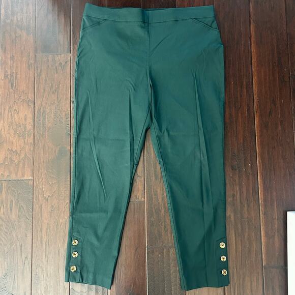 Roz & Ali Size 16 Green Pull-on ankle straight leg pants Career Workwear Classic - Picture 1 of 9